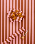 Heather Evelyn Classic Stripe Brown & Pink Gift Wrap