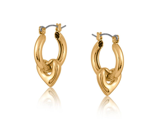 Big Metal London Gemma Heart Drop Hoop Earrings