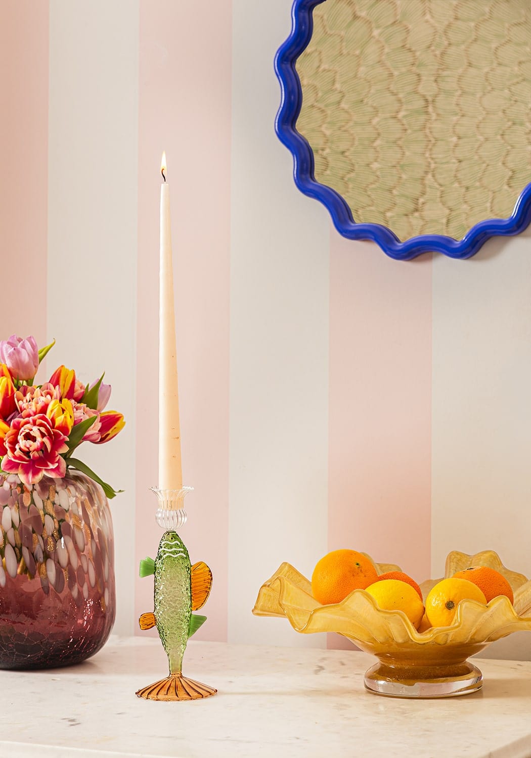 Casa Daisy Scallop Mirror in Cobalt