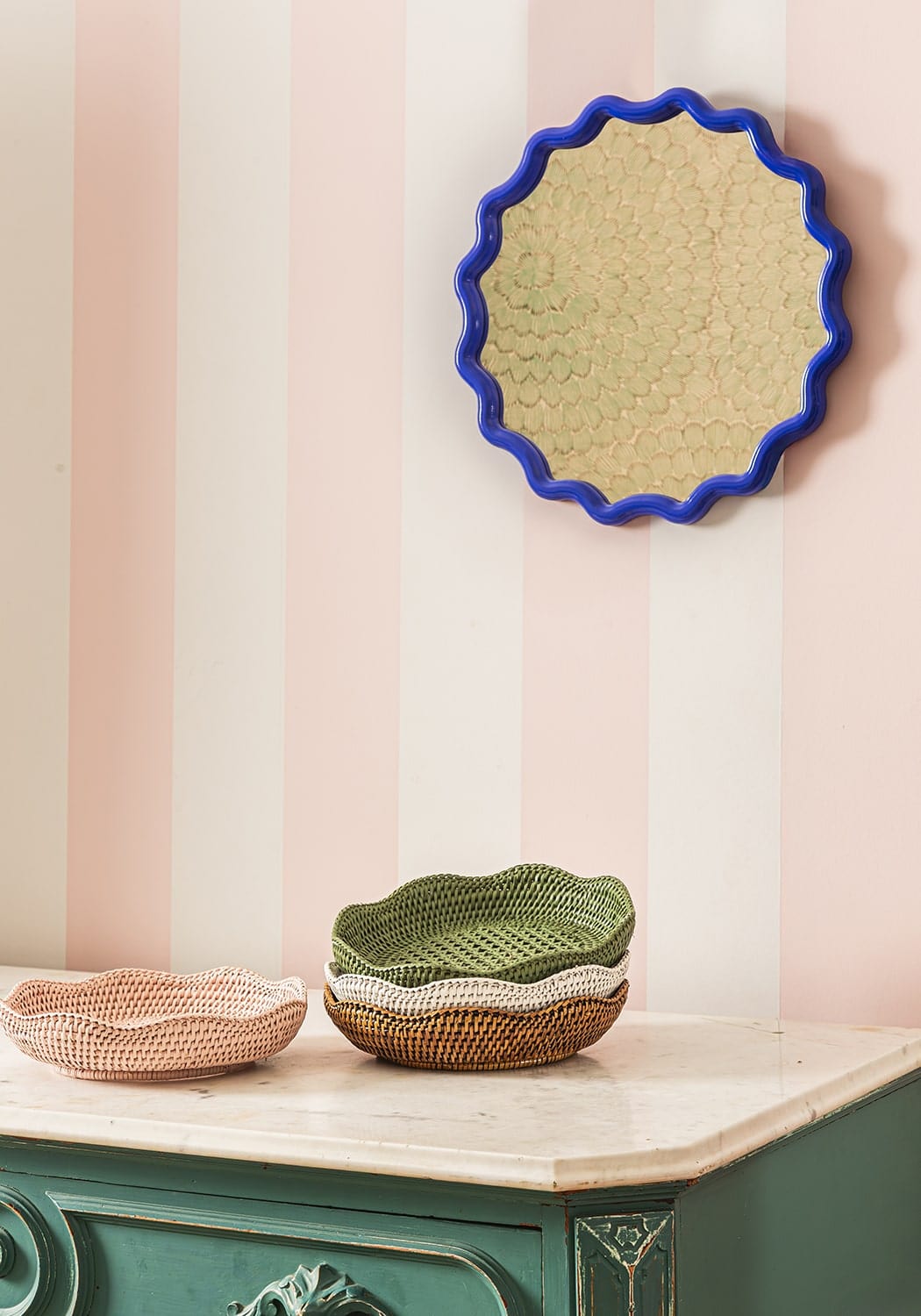 Casa Daisy Scallop Mirror in Cobalt