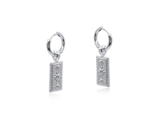 Big Metal London Sirens Charmed Huggie Earrings in Silver or Gold Plated