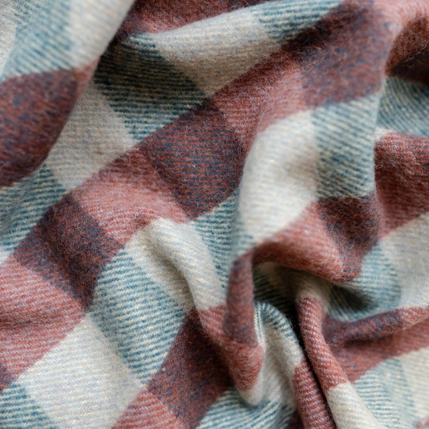 Recycled Wool Blanket in Teal Gingham