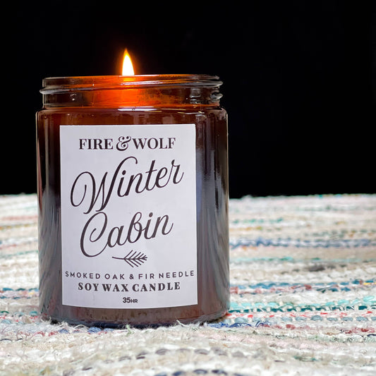 Fire & Wolf Soy Wax Christmas Winter Cabin Candle