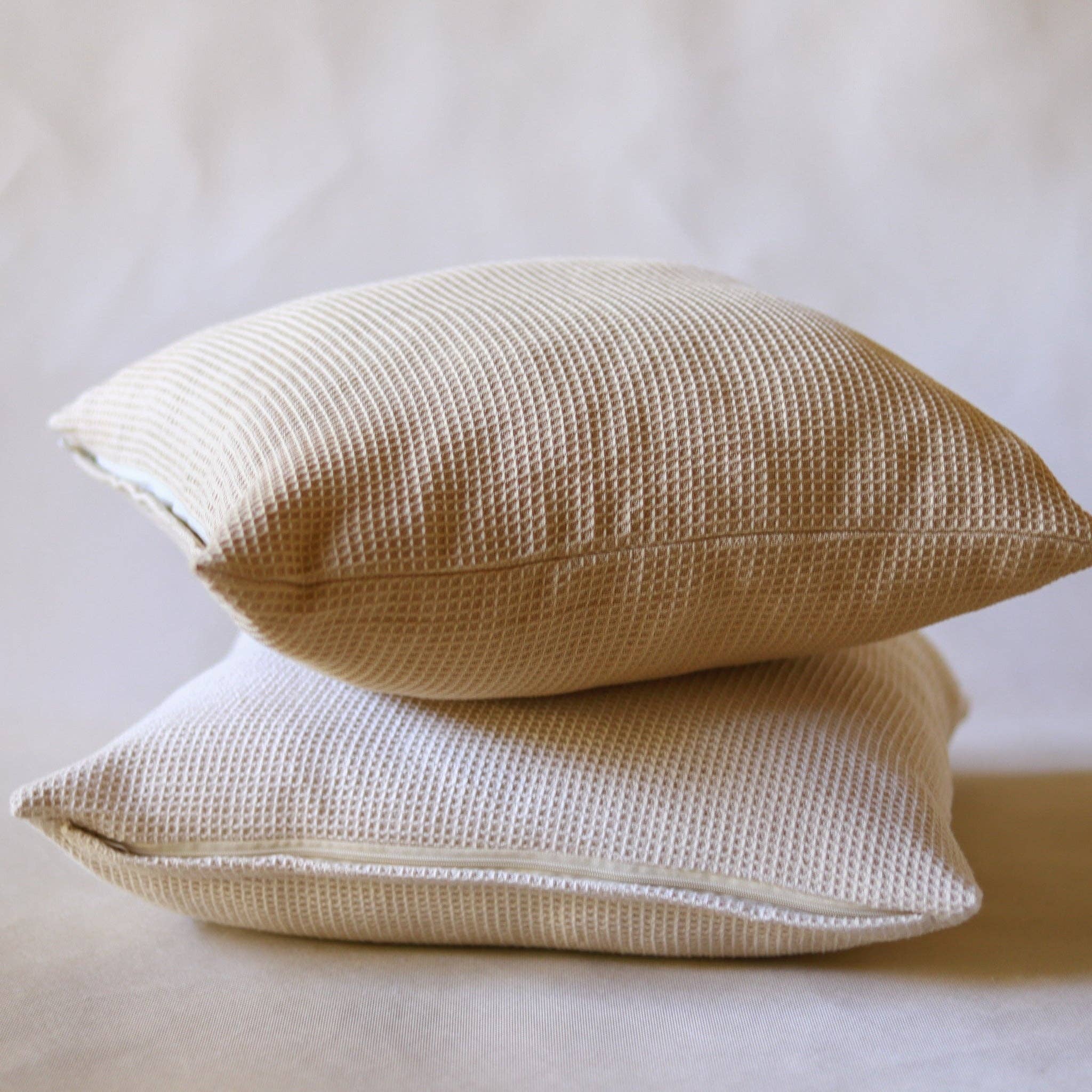 Chickidee Organic Waffle Cushion/Duck Feather Inner - Toast
