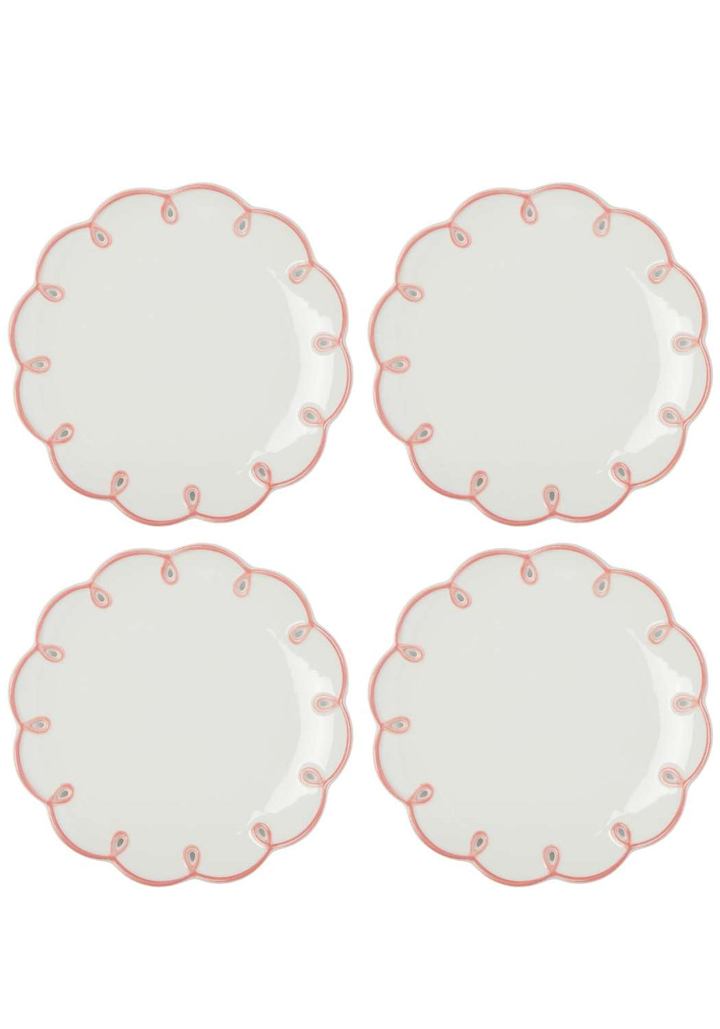 Casa Pretty In Pink Scalloped Lunch Plate (Set of 4)