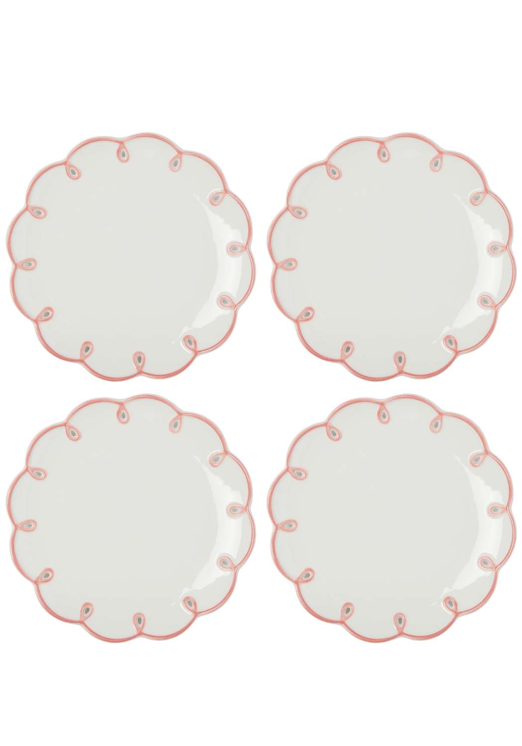 Casa Pretty In Pink Scalloped Lunch Plate (Set of 4)