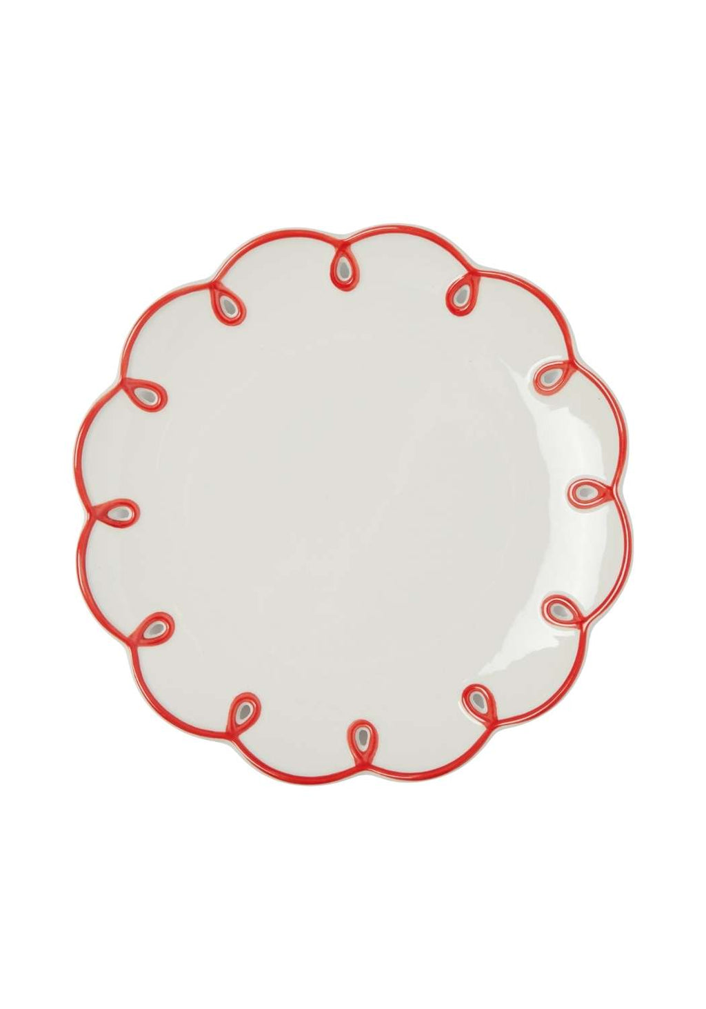 Casa Rosy Red Scalloped Dessert Plate (Set of 4)