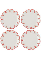 Casa Rosy Red Scalloped Dessert Plate (Set of 4)