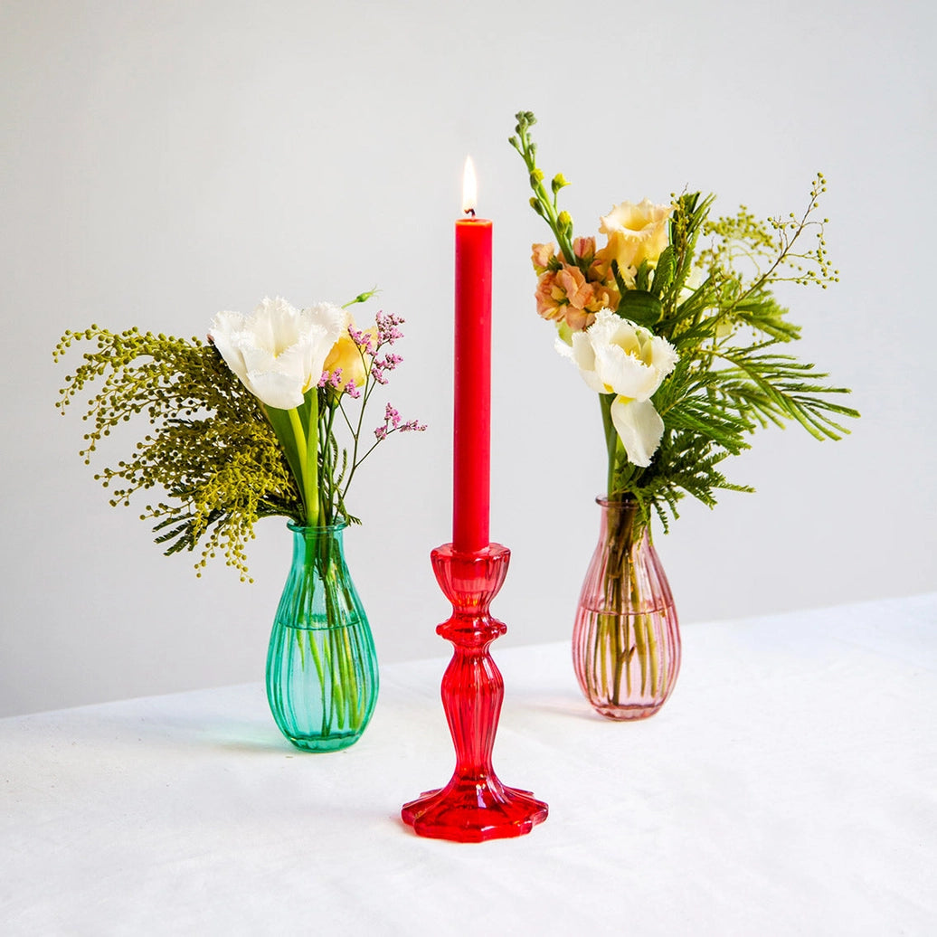 Talking Tables Glass Candle Holder in Red