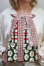 Block Printed Ribbon (3M) - Red & Green Gingham