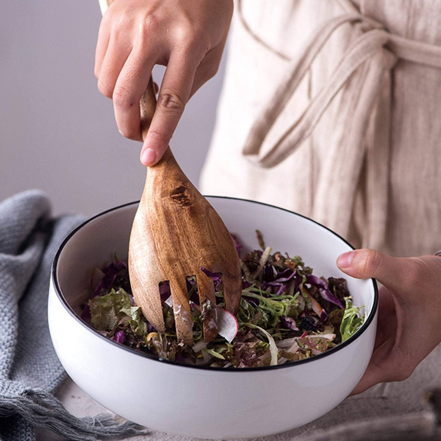 Homerely Wooden Salad Spoon and Fork Set