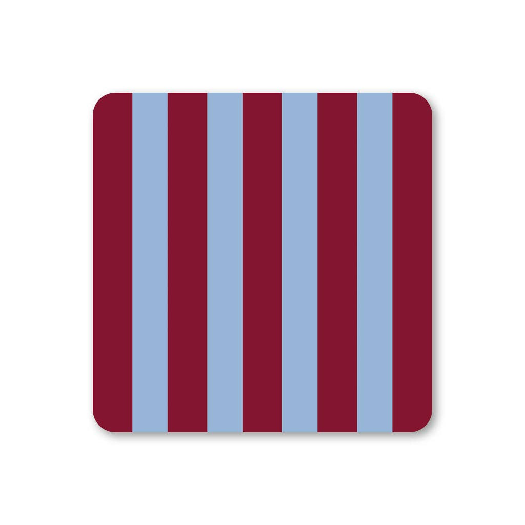 Rectangular coaster with red and blue vertical stripes on a white background