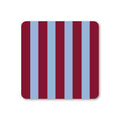 Rectangular coaster with red and blue vertical stripes on a white background