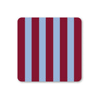 Rectangular coaster with red and blue vertical stripes on a white background