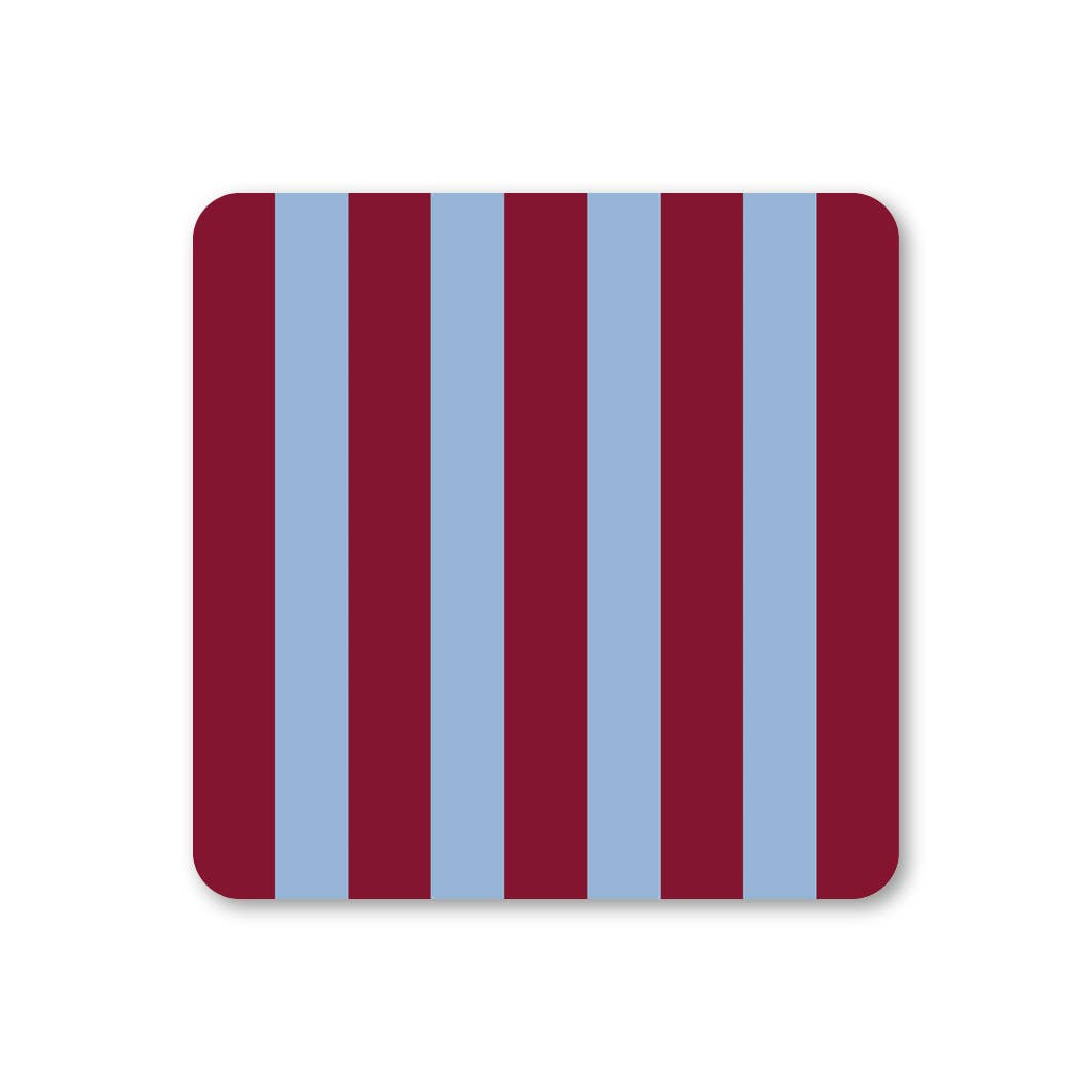 Rectangular coaster with red and blue vertical stripes on a white background