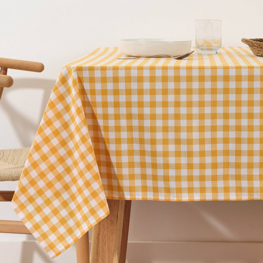 SG Hogar Yellow Gingham Tablecloth in Multiple Sizes