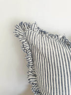 Ellenvale Ruffled Edge Hallie Ruffled Linen Cushion Navy Stripe 45 x 45cm