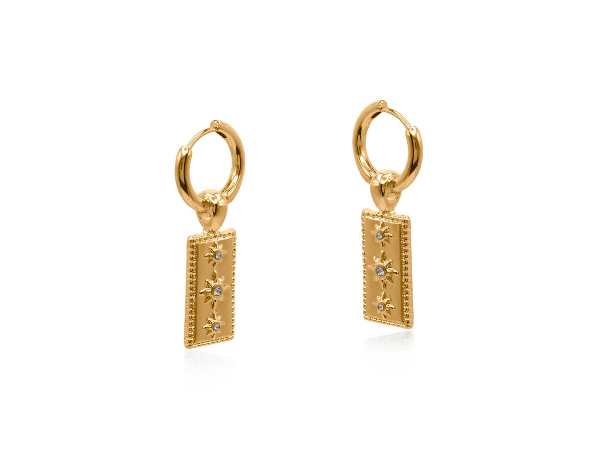Big Metal London Sirens Charmed Huggie Earrings in Silver or Gold Plated