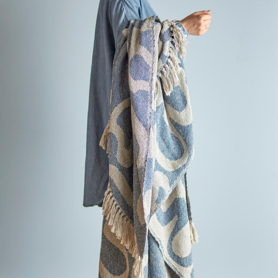 Bloomingville Salobre Soft Blue Recycled Cotton Throw