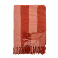 Bloomingville Frello Striped Recycled Cotton Throw Blanket in Pink and Red