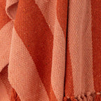 Bloomingville Frello Striped Recycled Cotton Throw Blanket in Pink and Red
