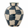 Bloomingville Hand Painted Check Vase in Turquoise