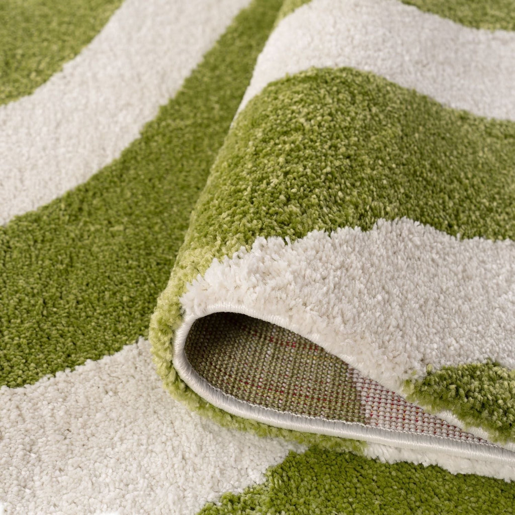 The Rugs Joli Green and White Waves Rug