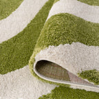 The Rugs Joli Green and White Waves Rug