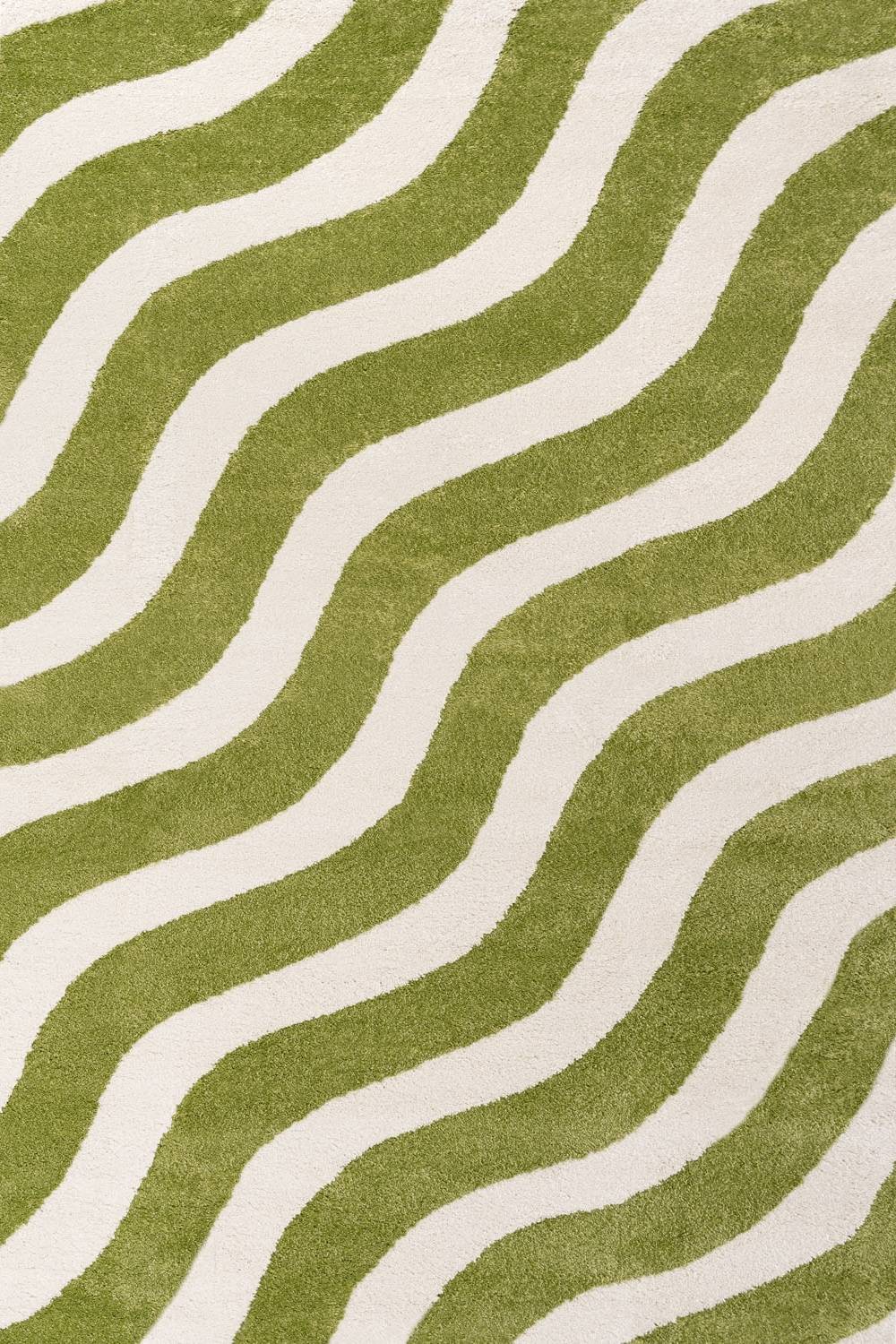 The Rugs Joli Green and White Waves Rug