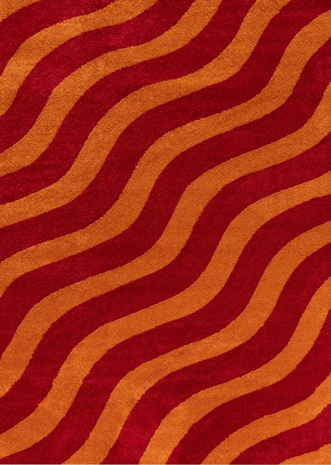 The Rugs Joli Red and Orange Waves Rug