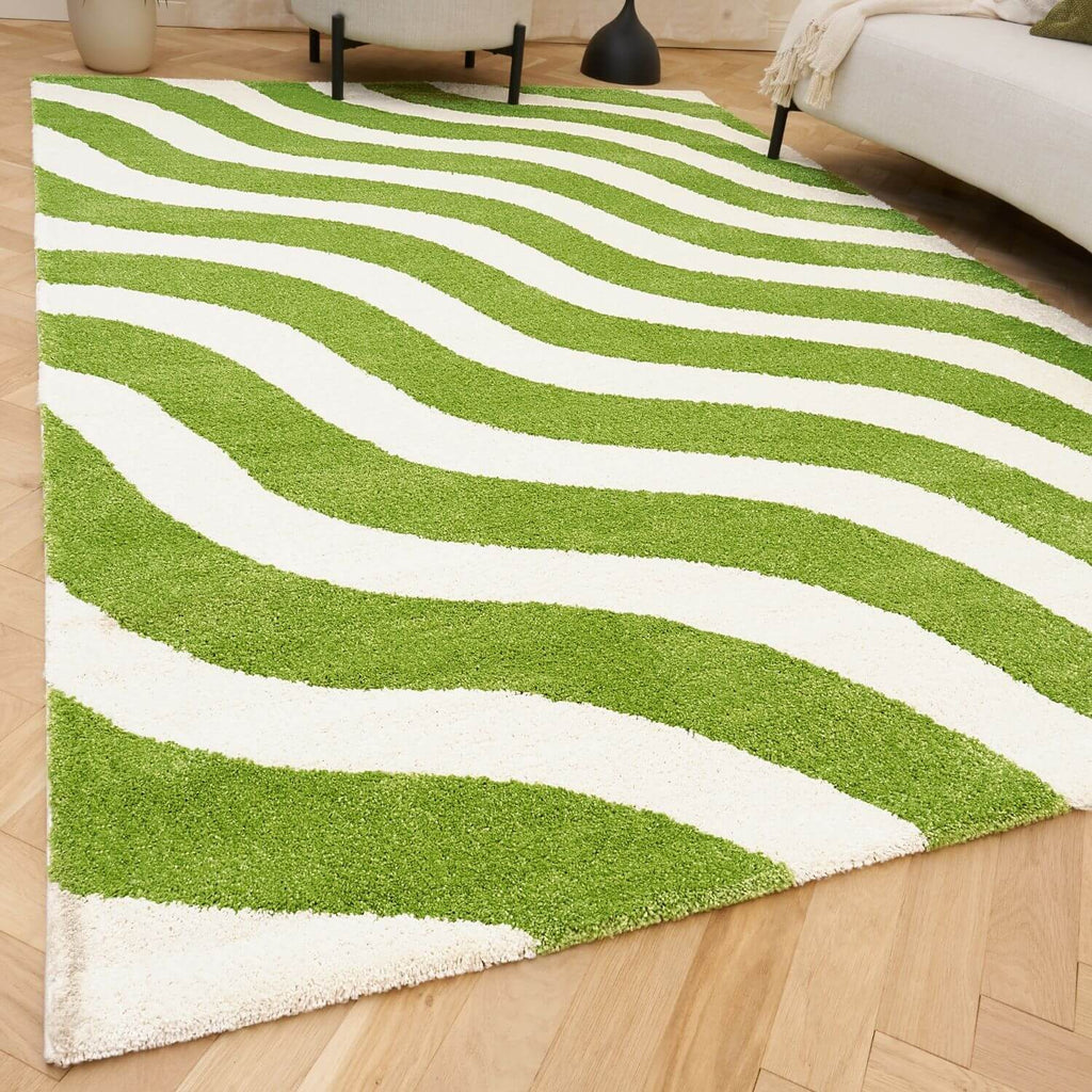 The Rugs Joli Green and White Waves Rug