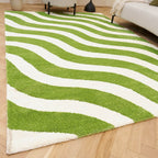 The Rugs Joli Green and White Waves Rug