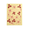 Wall print  with red floral designs and text on a yellow background