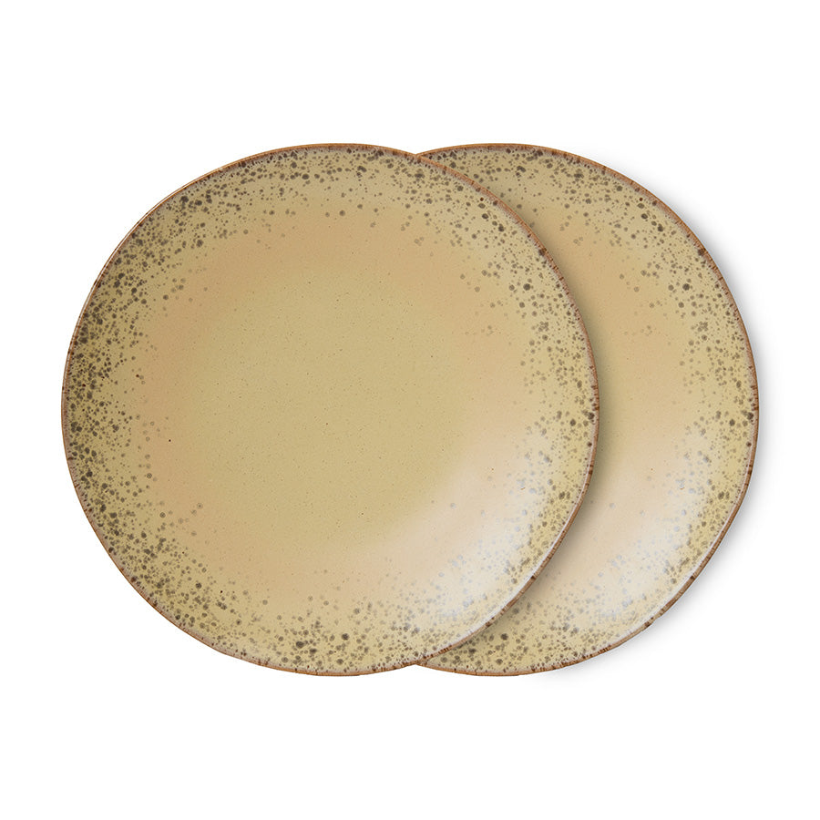 HKLIVING 70's Ceramics Dinner Plates in Grit (Set of 2)