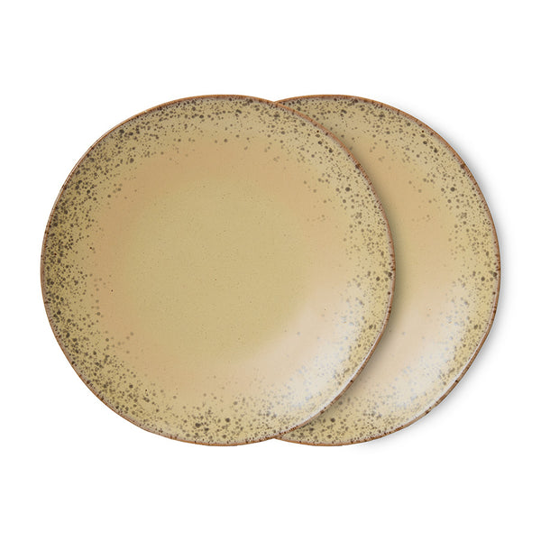 HKLIVING 70's Ceramics Dinner Plates in Grit (Set of 2)