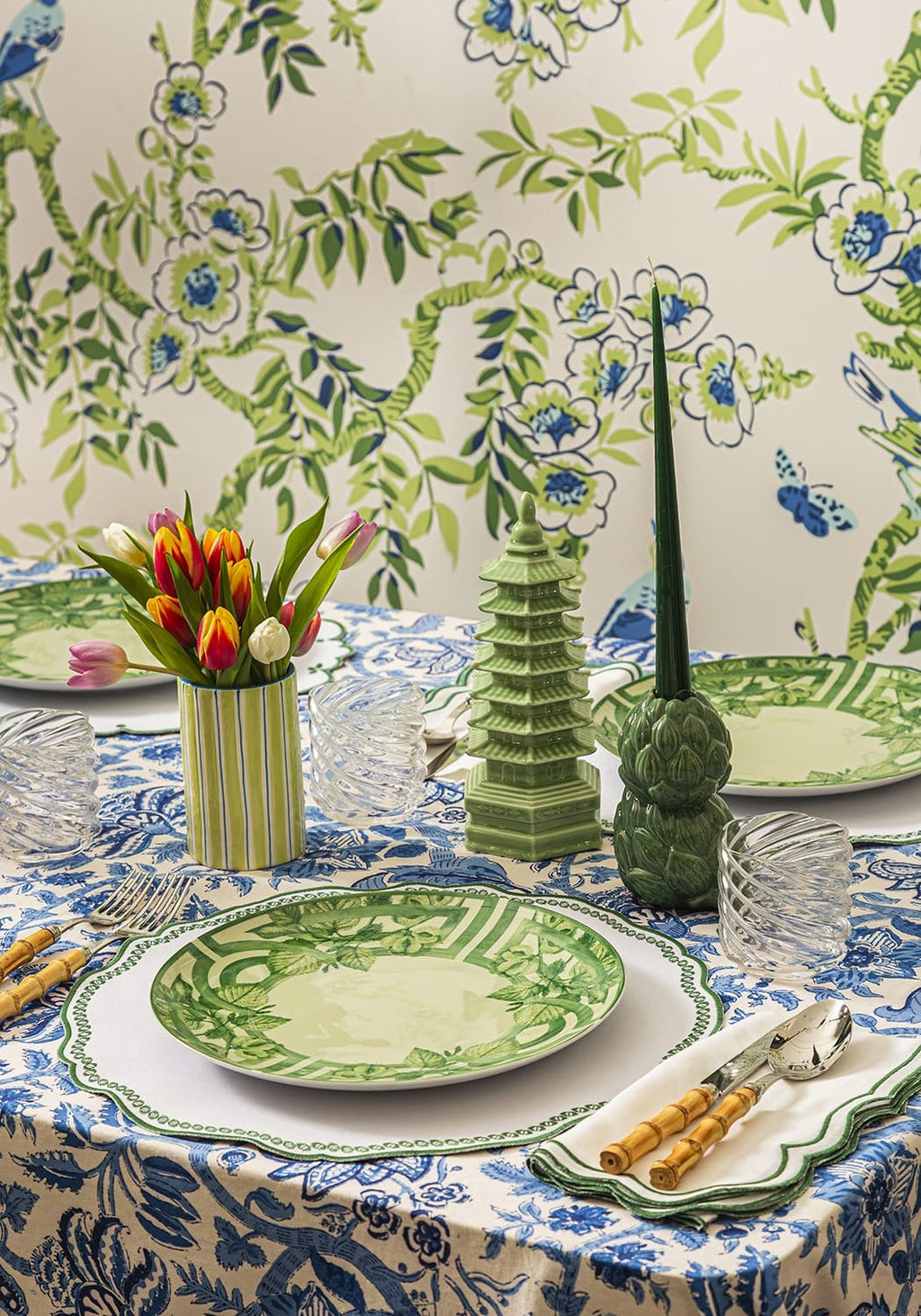Casa Little Amalfi Coast Vase in Green Stripe