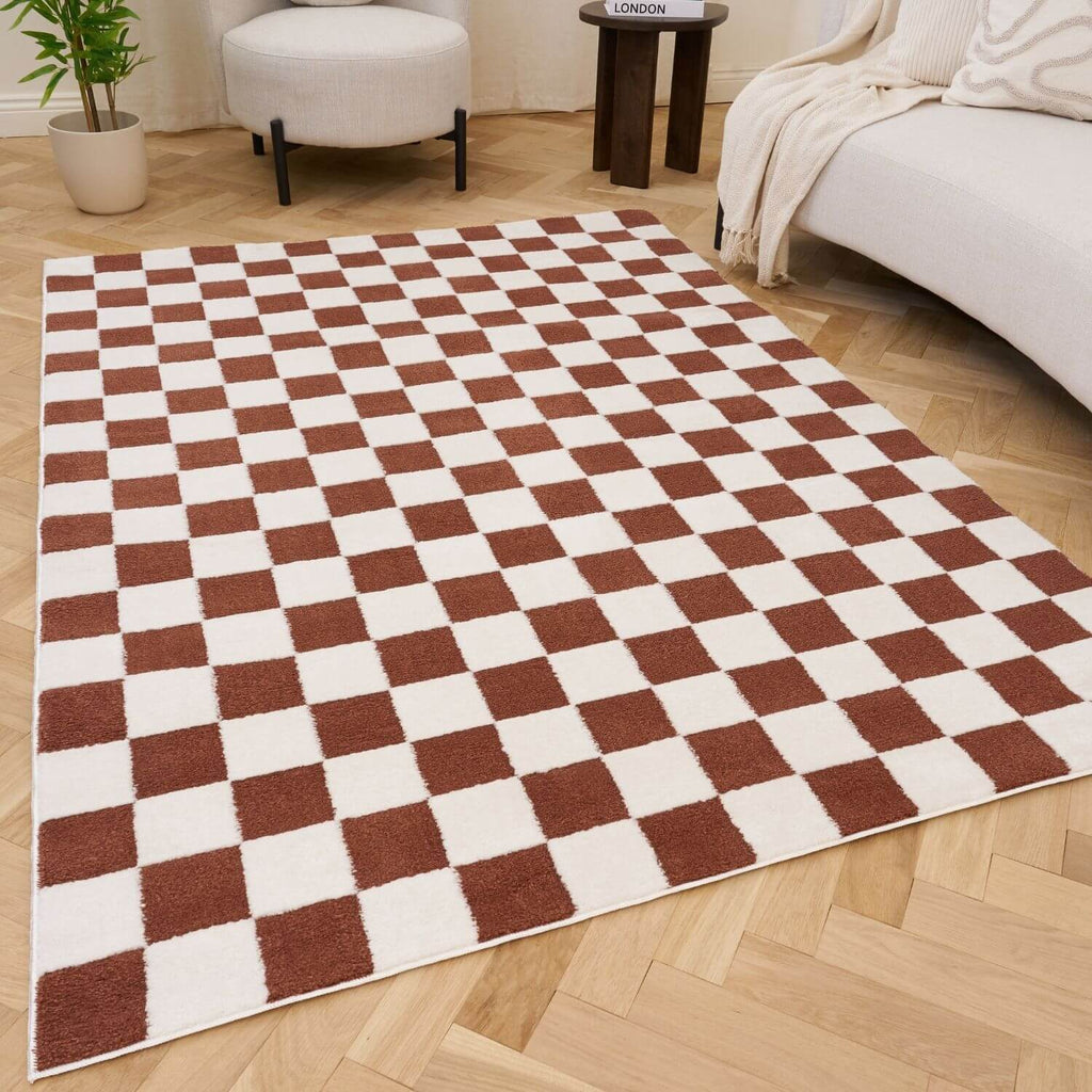 The Rugs Loft Checkerboard Terracotta Rug