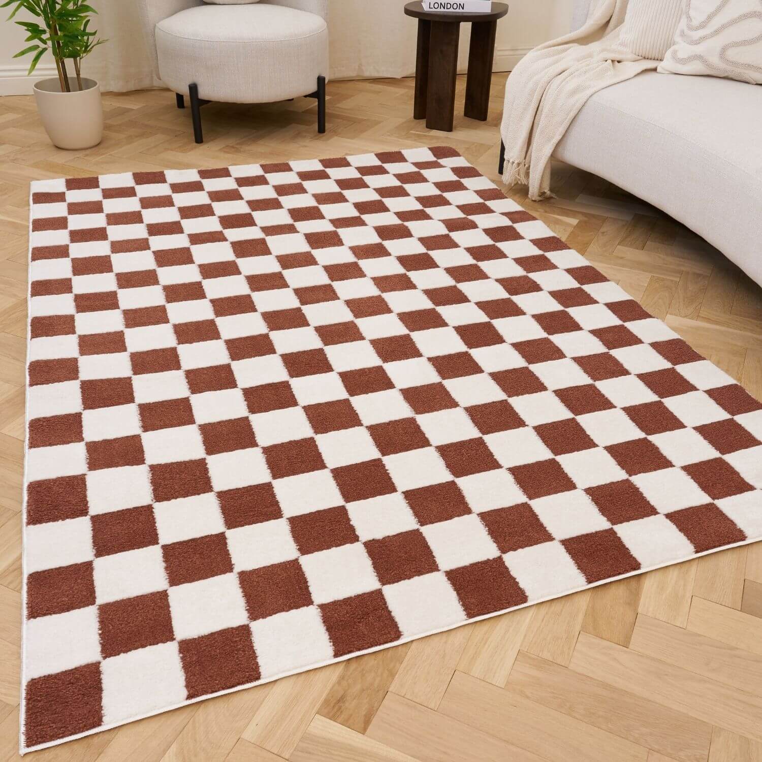 The Rugs Loft Checkerboard Terracotta Rug