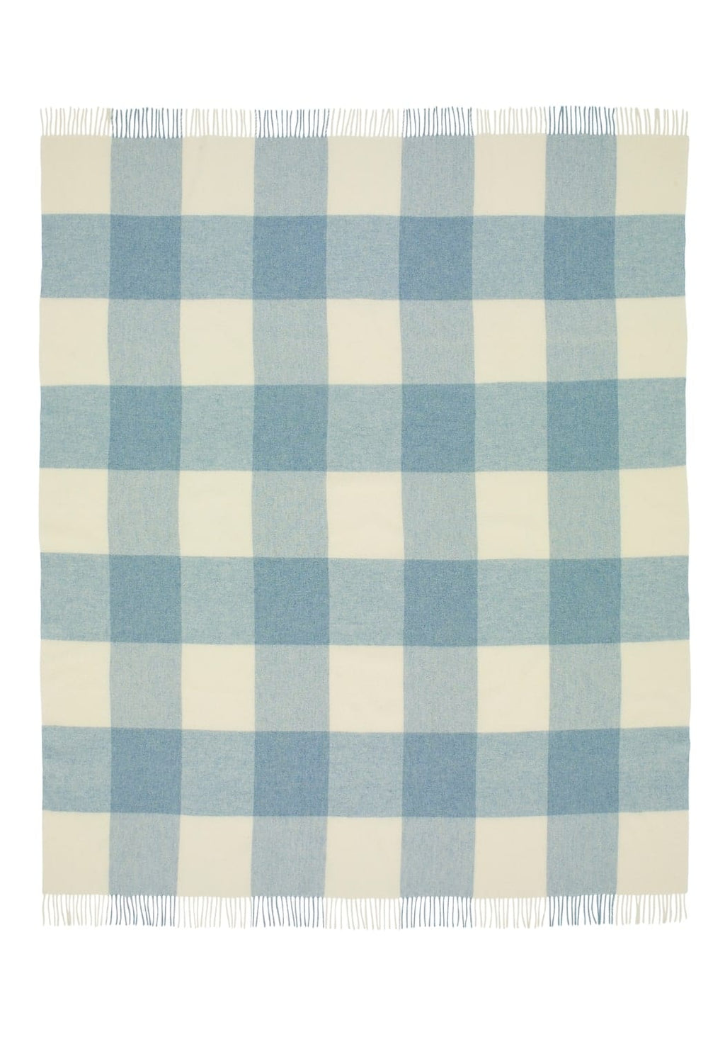 Casa Lucy Sky Blue Checker Merino Wool Throw Blanket