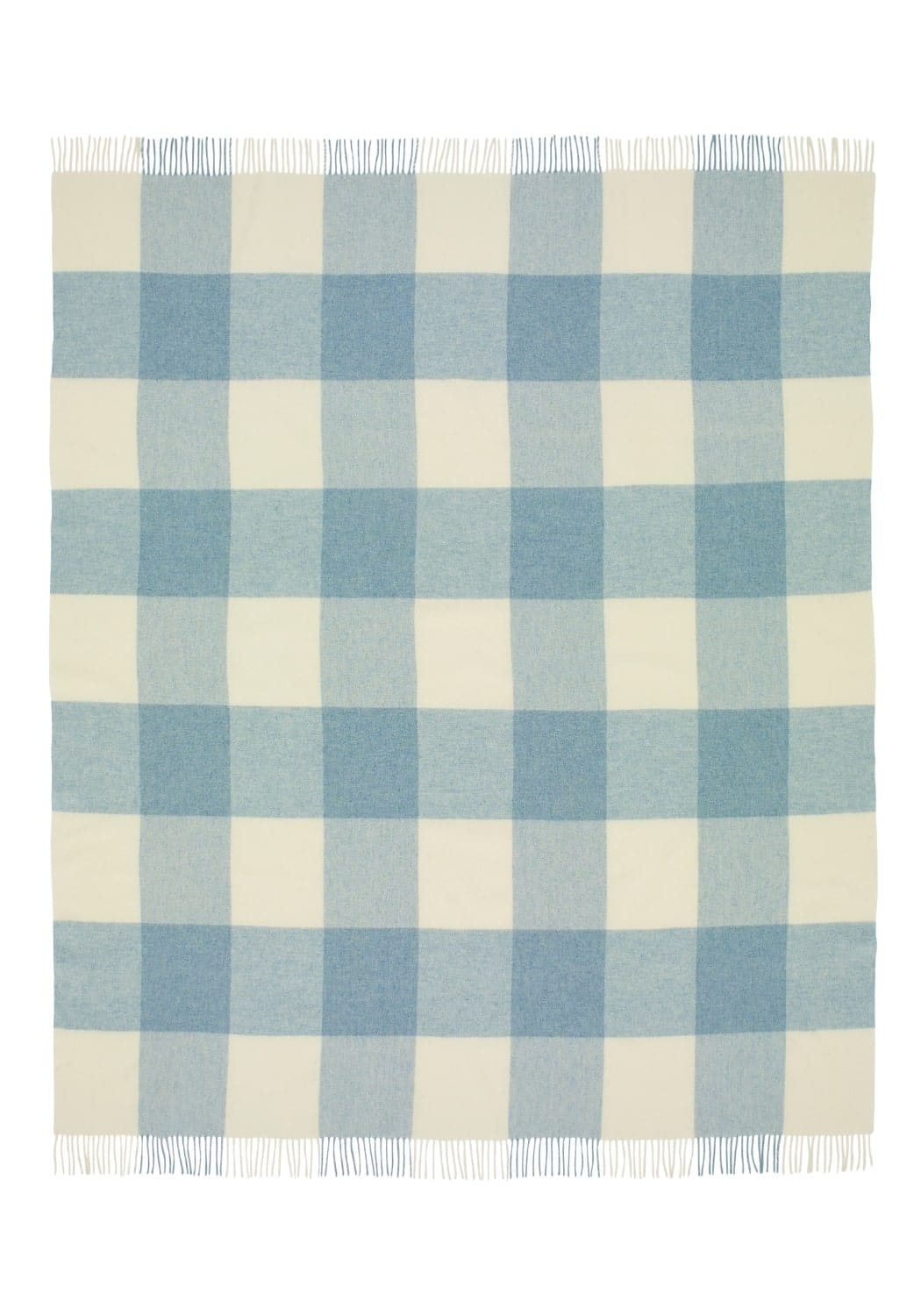 Casa Lucy Sky Blue Checker Merino Wool Throw Blanket