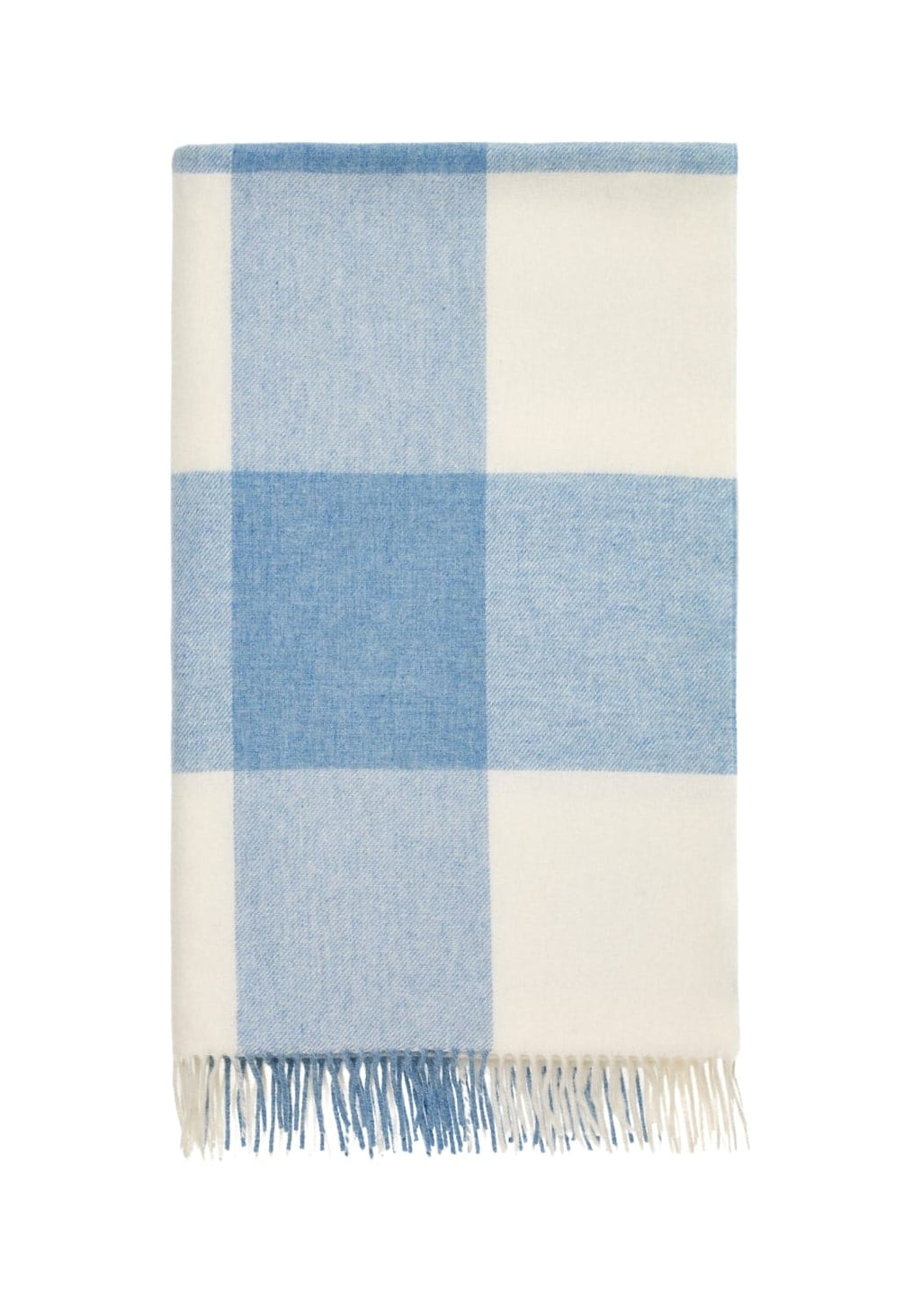Casa Lucy Sky Blue Checker Merino Wool Throw Blanket