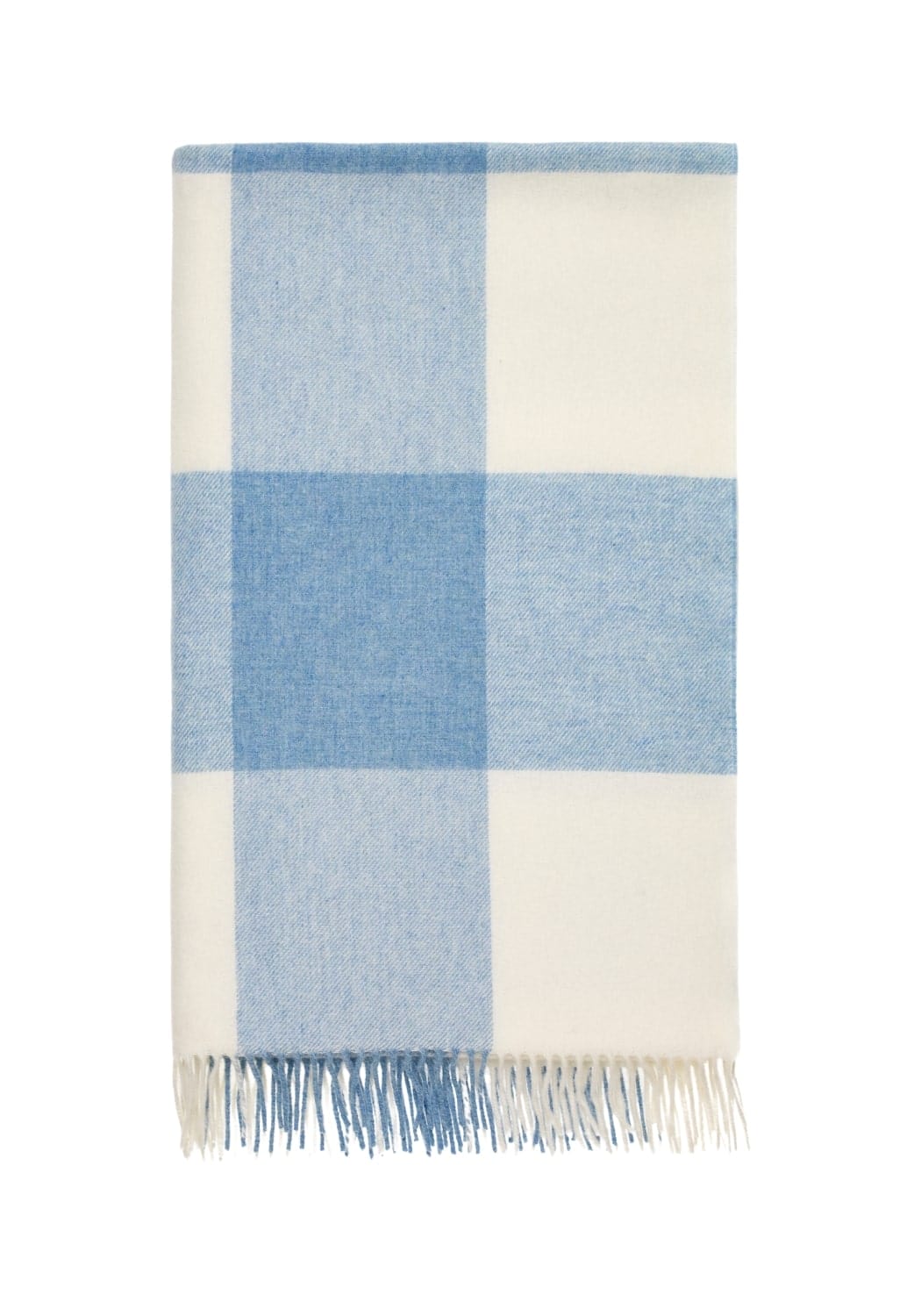 Casa Lucy Sky Blue Checker Merino Wool Throw Blanket
