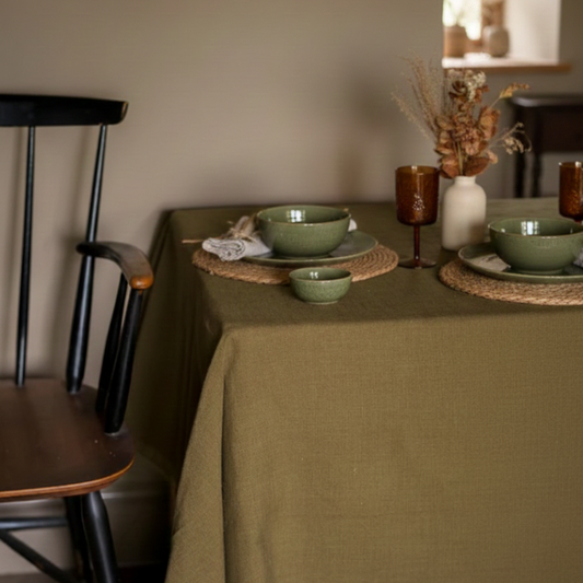 Morgan Wright Washed Muse Tablecloth in Olive