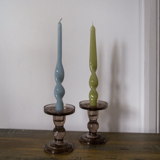 Maegen Soy Wax Twist Candle in Cornflower Blue or Leaf Green