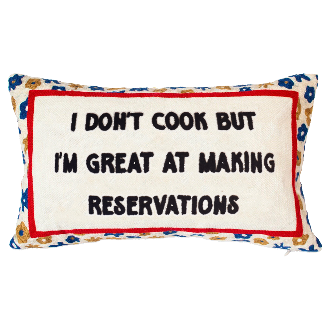 Pillow Drop 'I Don't Cook' Needlepoint Scatter Cushion