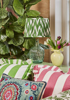 Casa Pink Candy Cabana Stripe Ruffled Cushion Cover