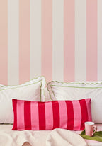 Casa Poppy Raspberry Cabana Stripe Long Lumbar Cushion Cover