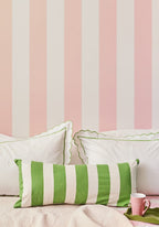 Casa Poppy Sage Cabana Stripe Long Bolster Cushion Cover