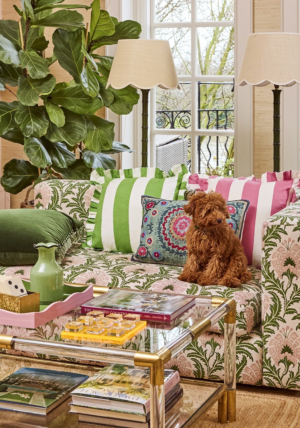 Casa Green Cabana Stripe Ruffled Cushion Cover