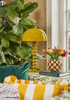Casa Yellow Cabana Stripe Ruffled Cushion Cover